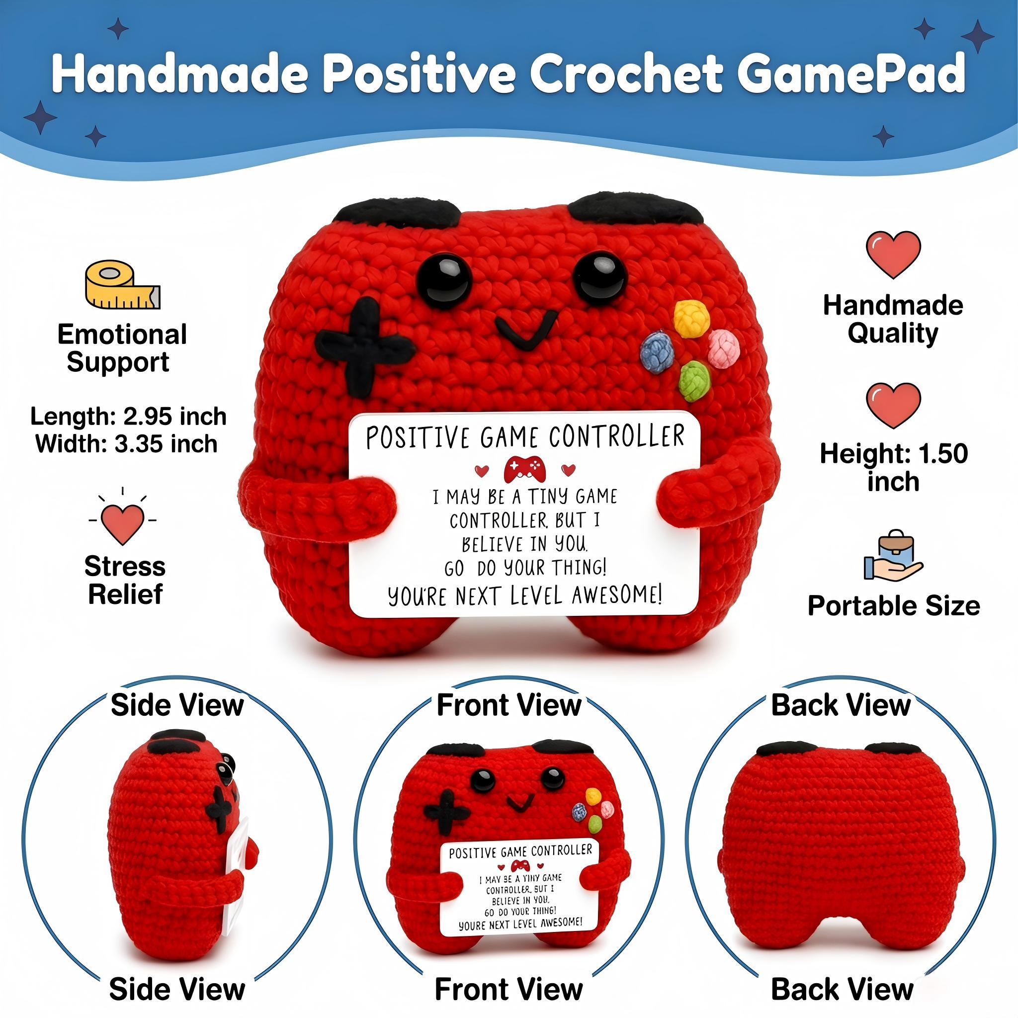 Handcrafted Mini Game Controller Knitted Plush Doll, Soft Emotional Support Stress Relief Toy, Perfect Christmas Presents Holiday Gifts Birthday Gifts for Women Men Him Teacher Appreciation Gifts, Portable Cute Decor for Desk Bedroom Bag Keychain