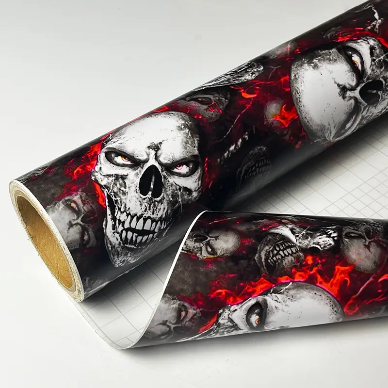 Fire Skull Sticker Bomb Graffiti PVC Vinyl Wrap Film With Air Release Self Adhesive DIY Car Motorcycle  Furniture Decoration Sticker