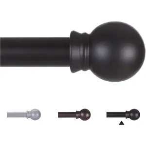 Curtain Rods for Windows 48 to 84-92 inch, 5/8" Matte Black Curtain Rod, Stainless Steel Small Curtain Rods for Bedroom, Living Room,Kitchen,, Outdoor Curtain rod Black