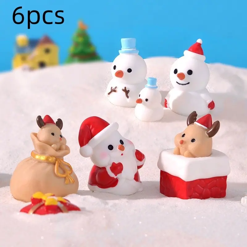 Christmas Mini Resin Figurines, Santa Claus, Snowman, Reindeer, DIY Winter Scene Decor, Desktop Ornament, Christmas Craft Supplies