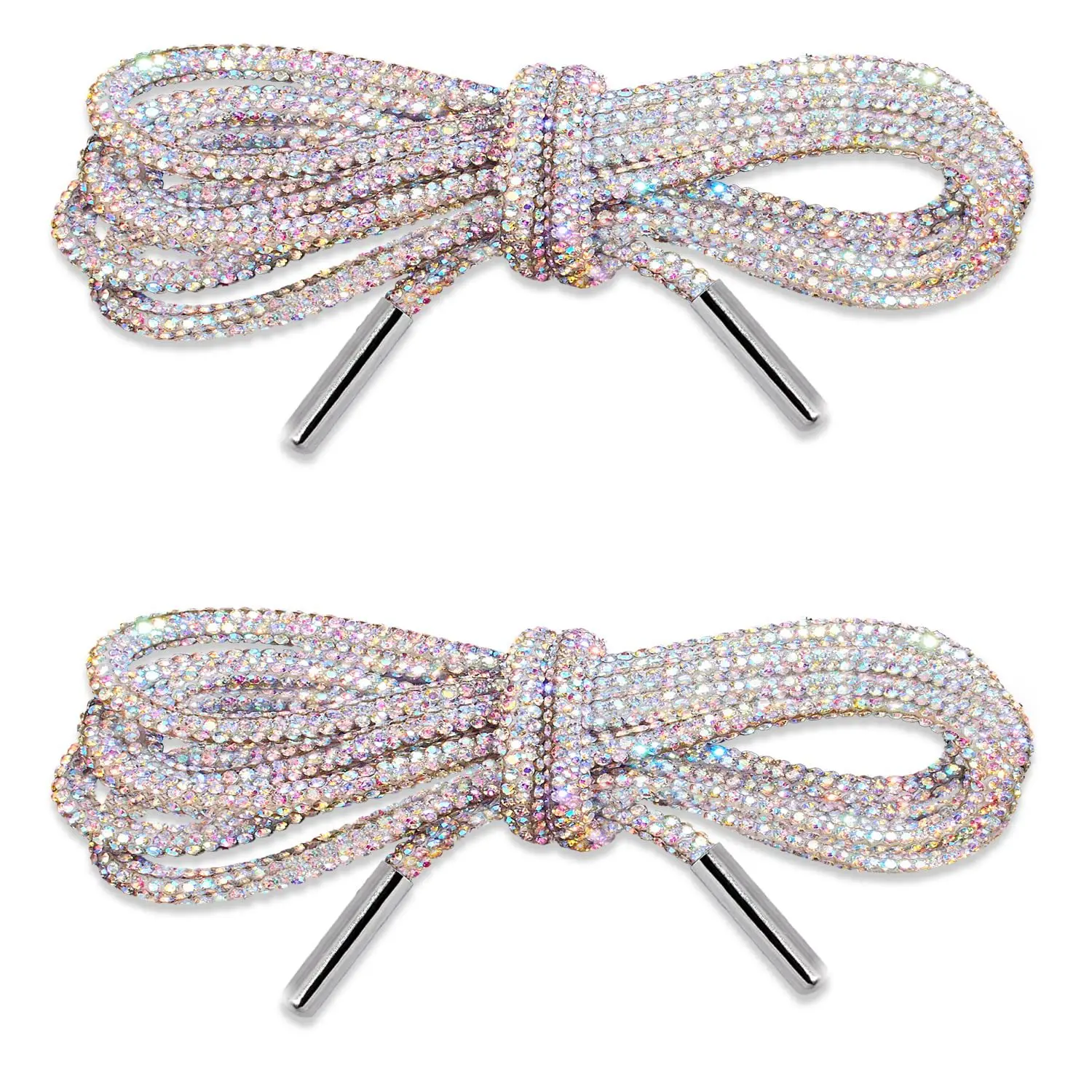 Rhinestone Shoelaces 2-Pack, Woven Fabric Cords with Holographic Shine for Footwear & DIY Crafts, Replacement Drawstrings (31.5/39.4/47.2/55.1in), Hoodies, Glitter Fabric, Flat Tip, Sparkly Look, Casual, Daily Fashion, Sneakers, Plain, 39.4In, 47.2In camp