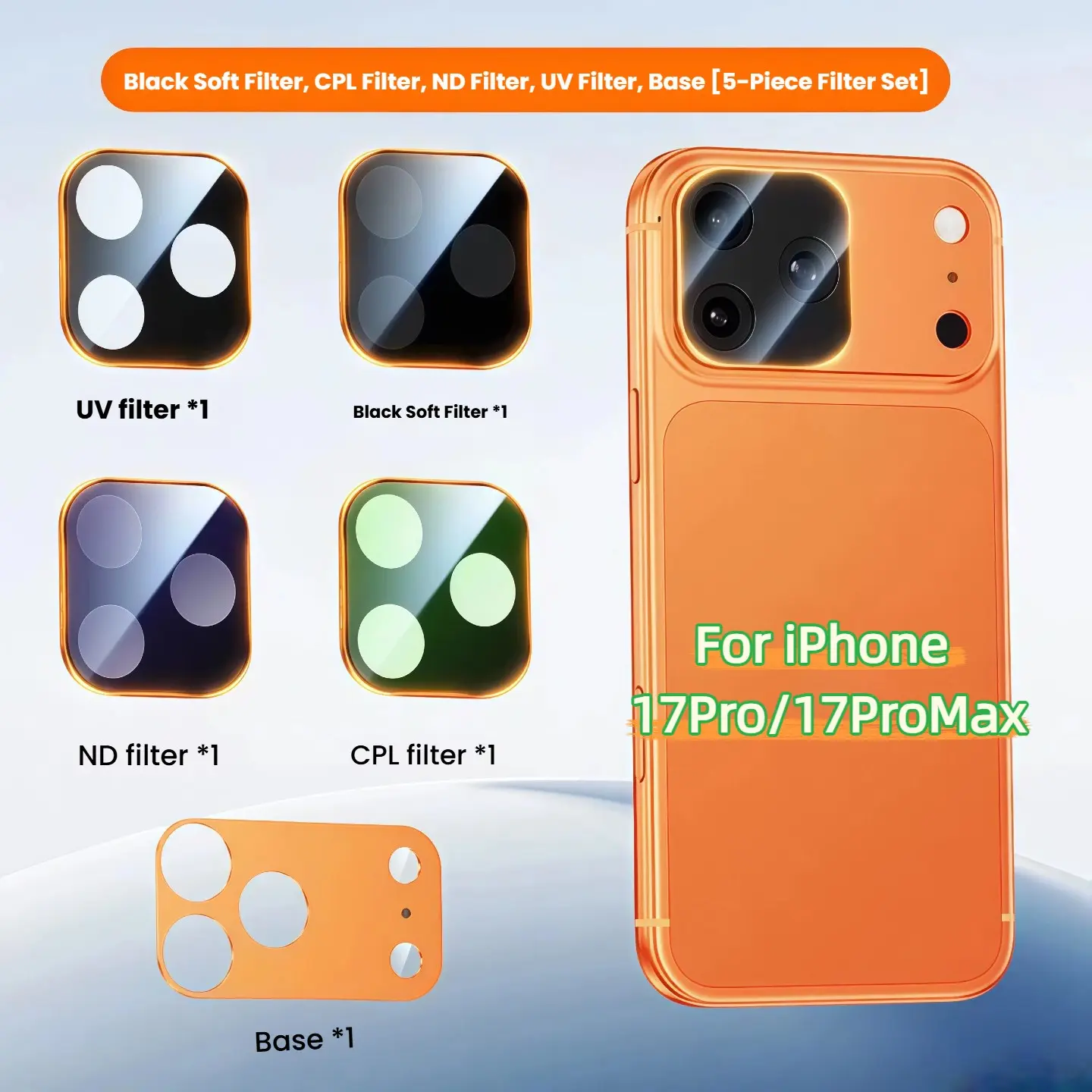 Magnetic Filter Lens Kit for iPhone 17 Pro/max, 4-In-1 Set with Ar Anti-Glare, Nd, Cpl, Soft, UV Filters, Enhances Color Saturation