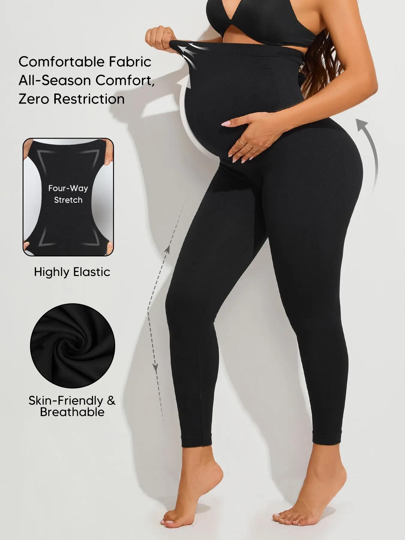 Women's Seamless High-Waisted Pregnancy Shorts, Fashionable Breathable Comfortable Maternity Pants, Maternity Clothing, Ideal for Pregnant Women