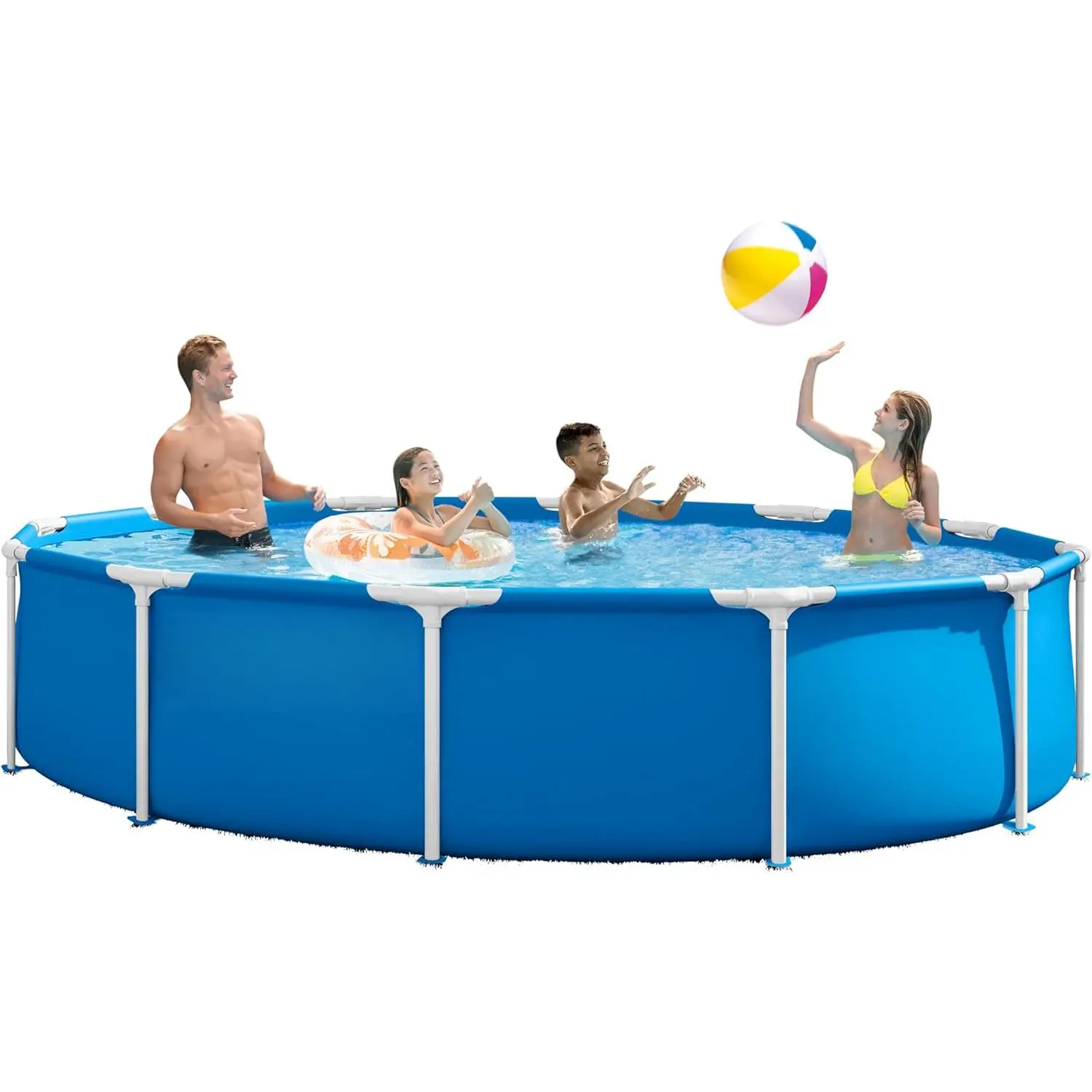 12x30 in Circular Steel-Frame Above Ground Outdoor Swimming Pool, Metal Frame Structure, Pump Not Included
