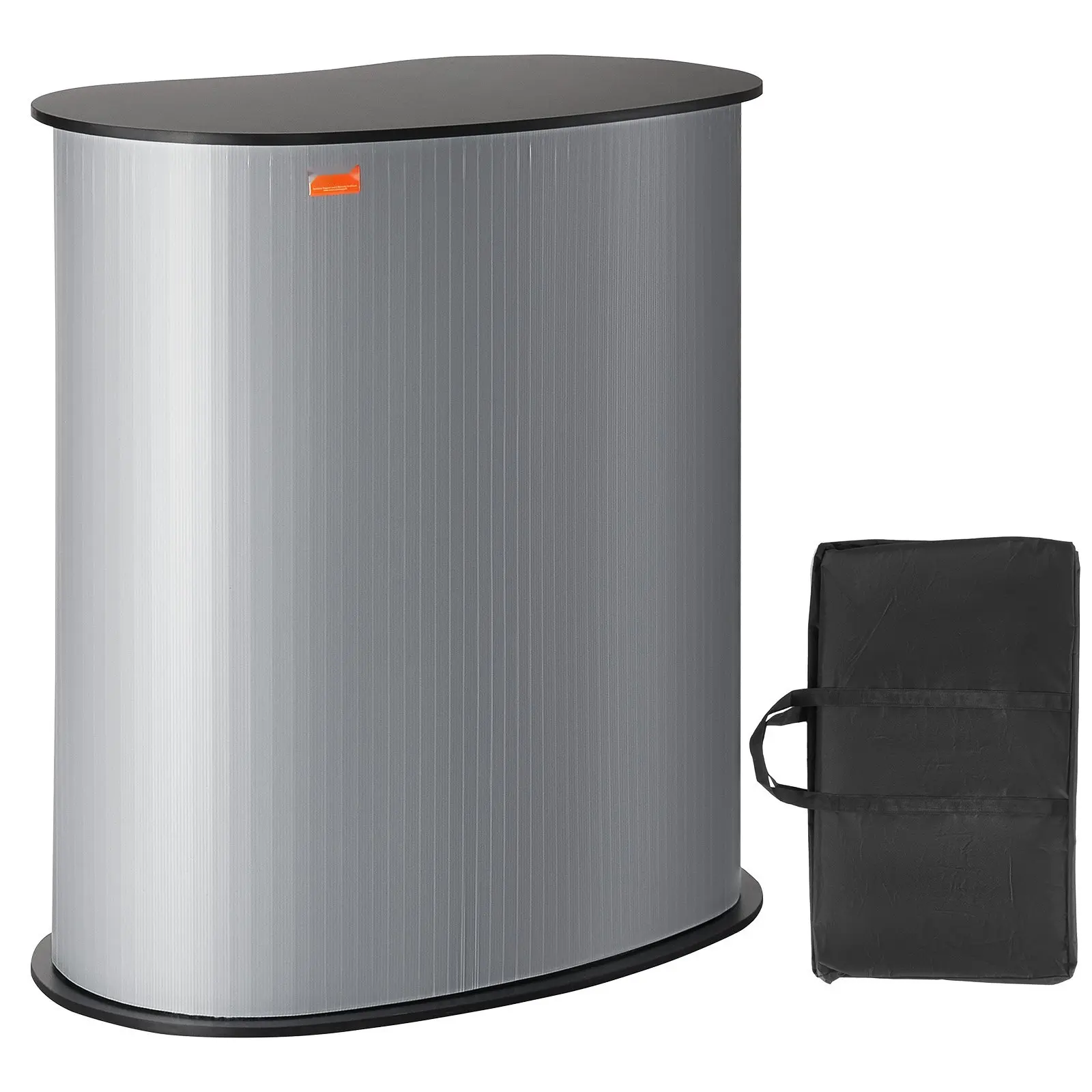 Portable PVC+Wood Cylindrical Tradeshow Podium Counter (35.43"X19.29"X37.01") - Foldable Pop-Up Exhibition Booth Stand, Wall-Mountable Retail Event Table, Included Carrying Bag