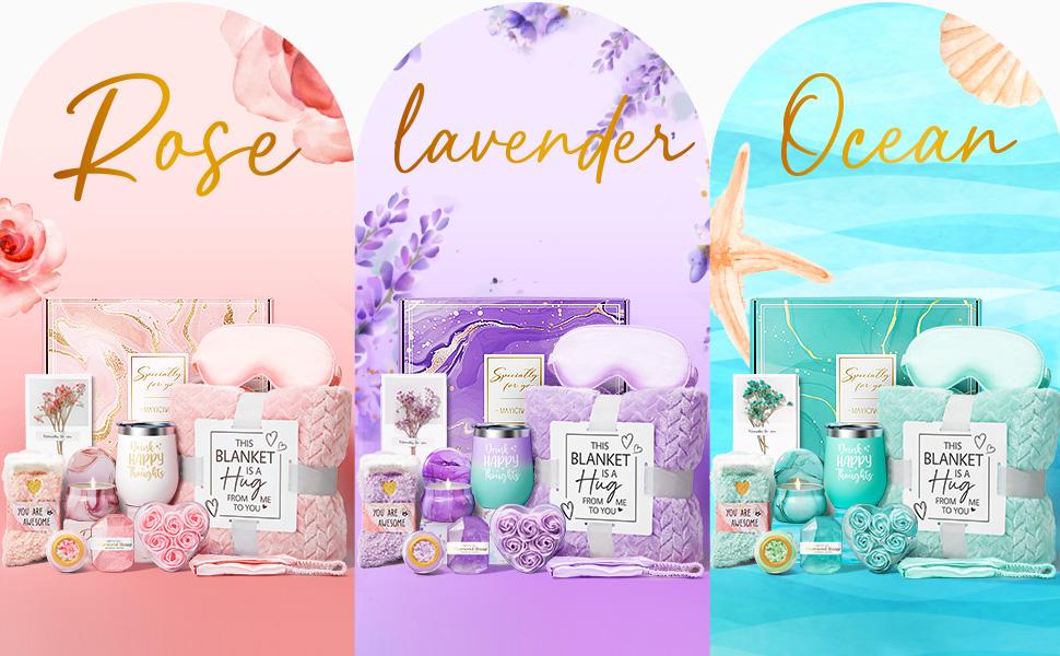 Birthday Gifts for Women Self Care Gifts Get Well Soon Gifts, Rose Relaxing Spa Gifts Basket Care Package w/ Luxury Flannel Blanket, Unique Christmas Gifts for Mom Her Friend Sister Wife Grandma