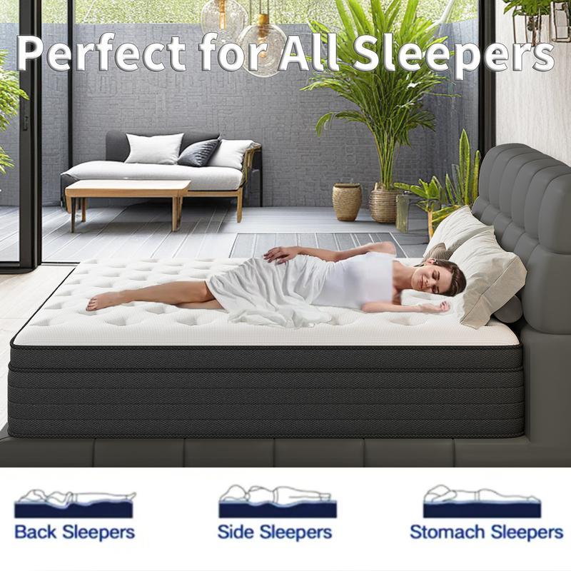 12/14 Inch,Queen, King, Memory Mattress with Independent Springs, Motion Isolation and Firm Edges, Medium Firm, Provides Pressure Relief, Breathable and Washable, Gel-Infused Memory Foam
