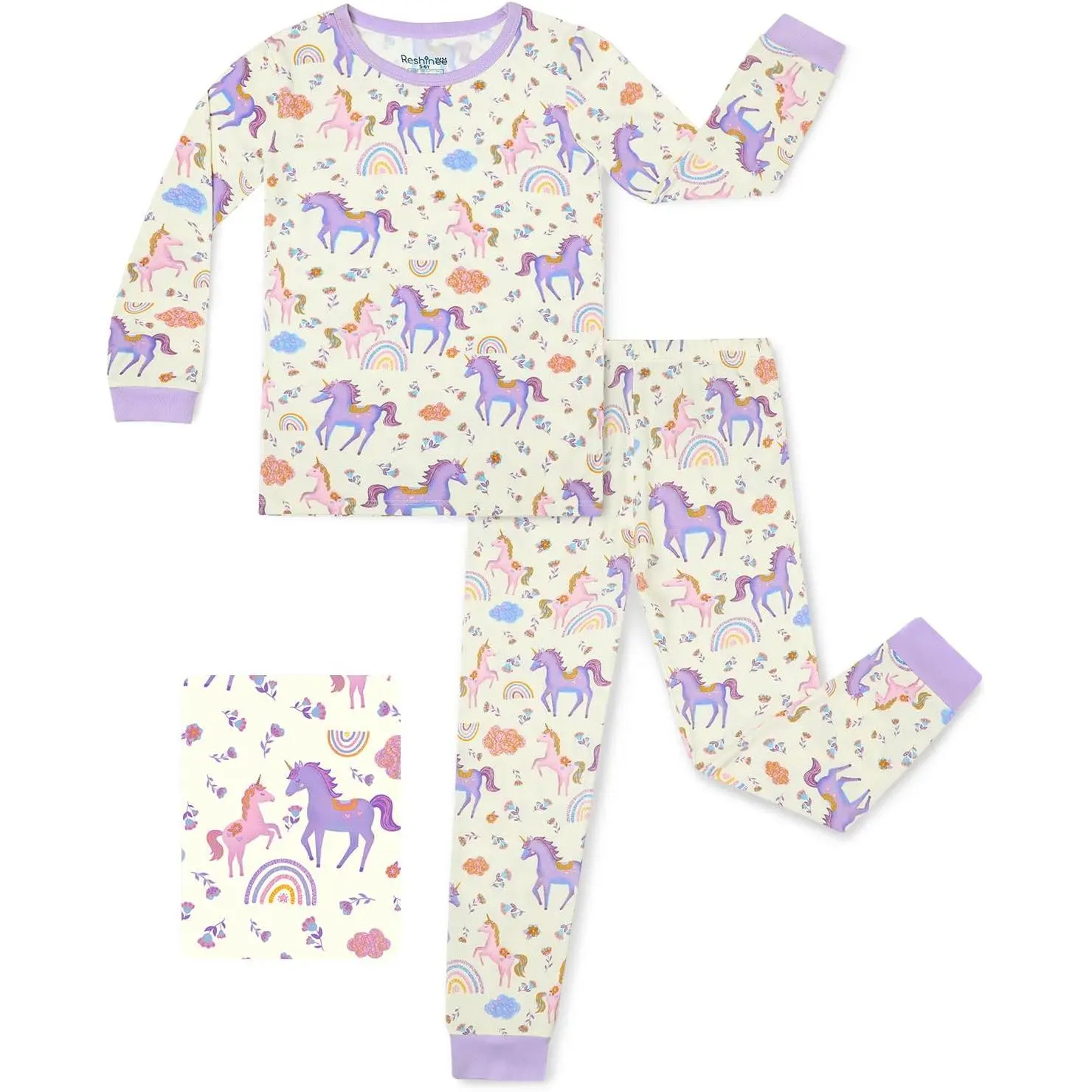 babee Viscose Toddler Girls Kids Pajamas Unicorn Mermaid Pjs Long Sleeve Snug fit 12M-8Y 2pcs Soft Jammies