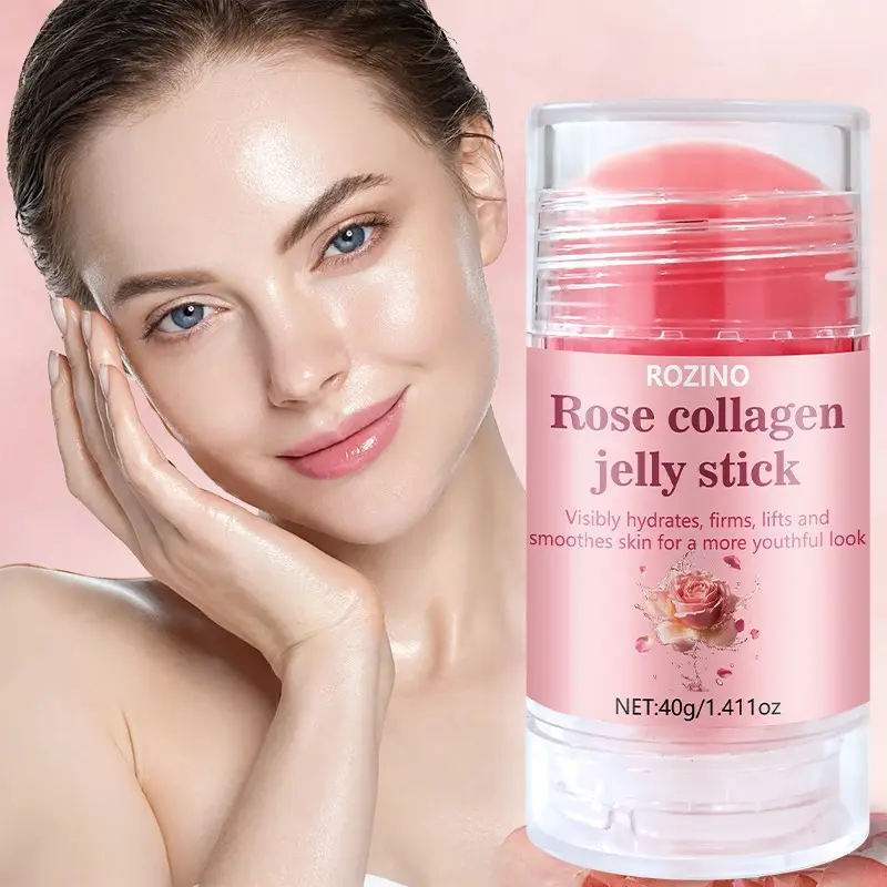 40g Rose Collagen Jelly Stick, Solid Essence for Hydration and Firming, Suitable for All Skin Types Including Sensitive, Portable 40g Pack