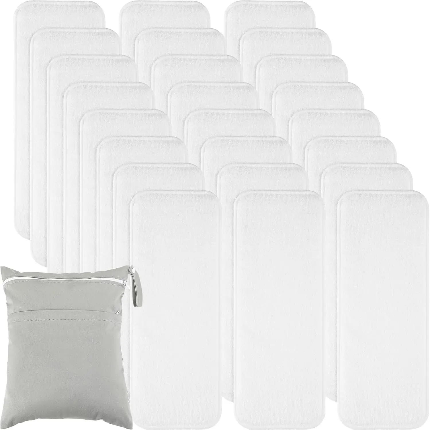 24 Pack Reusable Newborn 3 Layer Absorbent Breathable Overnight Microfiber Cloth Diaper Inserts Nappy Liners with an Extra Bag