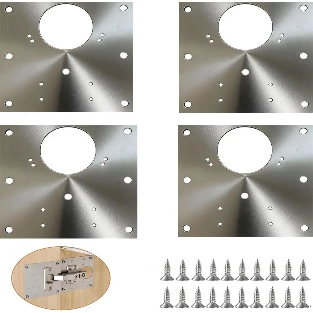Cabinet Hinge Repair Kit – Fix Loose Cabinet Doors & Stripped Screw Holes, 4 Heavy Duty Repair Plates with Screws, Easy Installation for Kitchen Cabinets