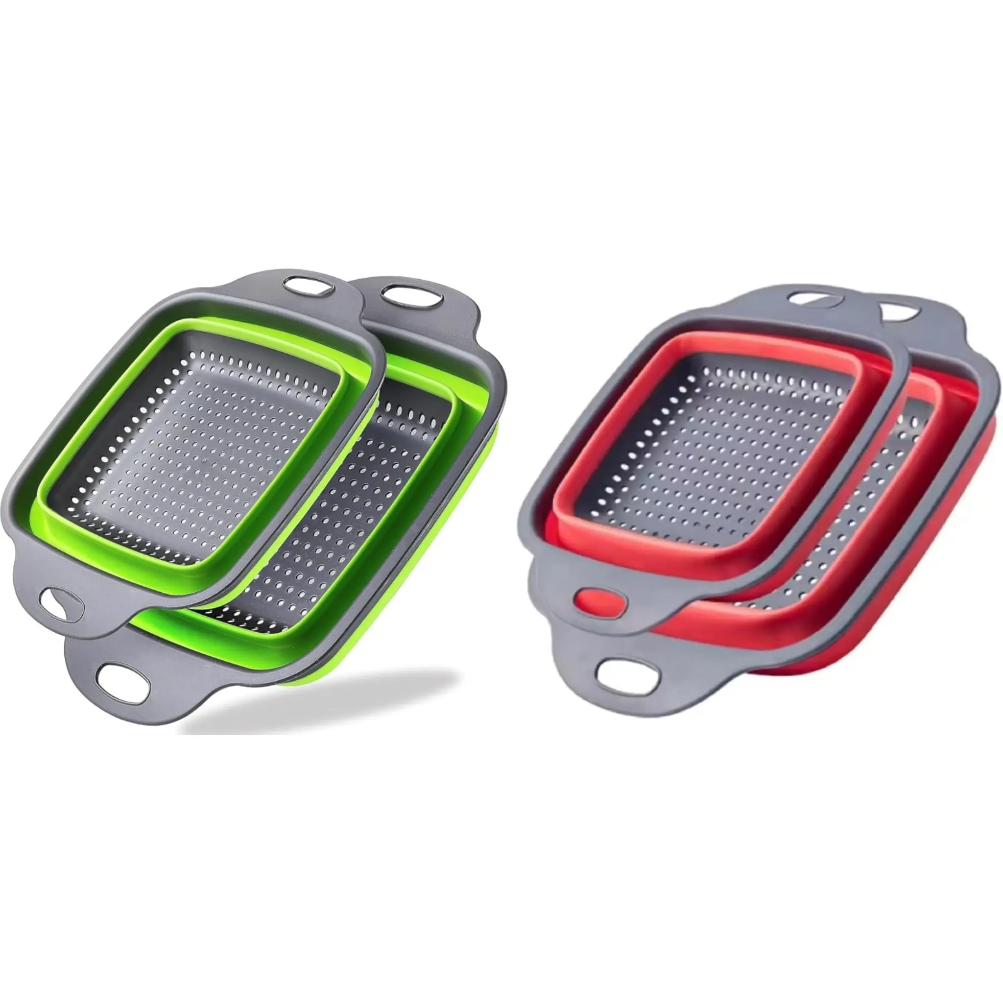 Collapsible Colander,Collapsible Colander Set,Folding Kitchen Silicone Strainer,Vegetable Pasta And Fruit,Folding and Expandable Square Silicone Kitchen Strainer, Plastic Colander