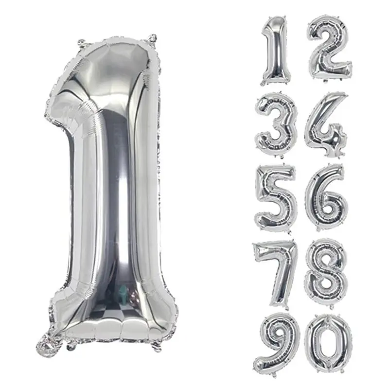 32 Inch Silver Color Number Aluminum Foil Balloon, Birthday Party Anniversary Graduation Decoration, Birthday Decorations, Number Balloons, Choose Numbers 0-9
