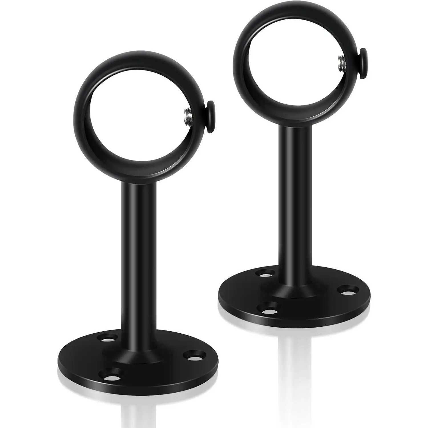 Ceiling Curtain Rod Bracket, Heavy Duty Closet Rod Holders Black Ceiling Hooks Hangers for 1 1/4 Inch Drapery Pole, Set of 2