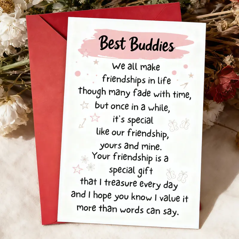 1 best friend friendship greeting card with heartfelt verses and blank pages, suitable as a birthday or thank-you gift for friends