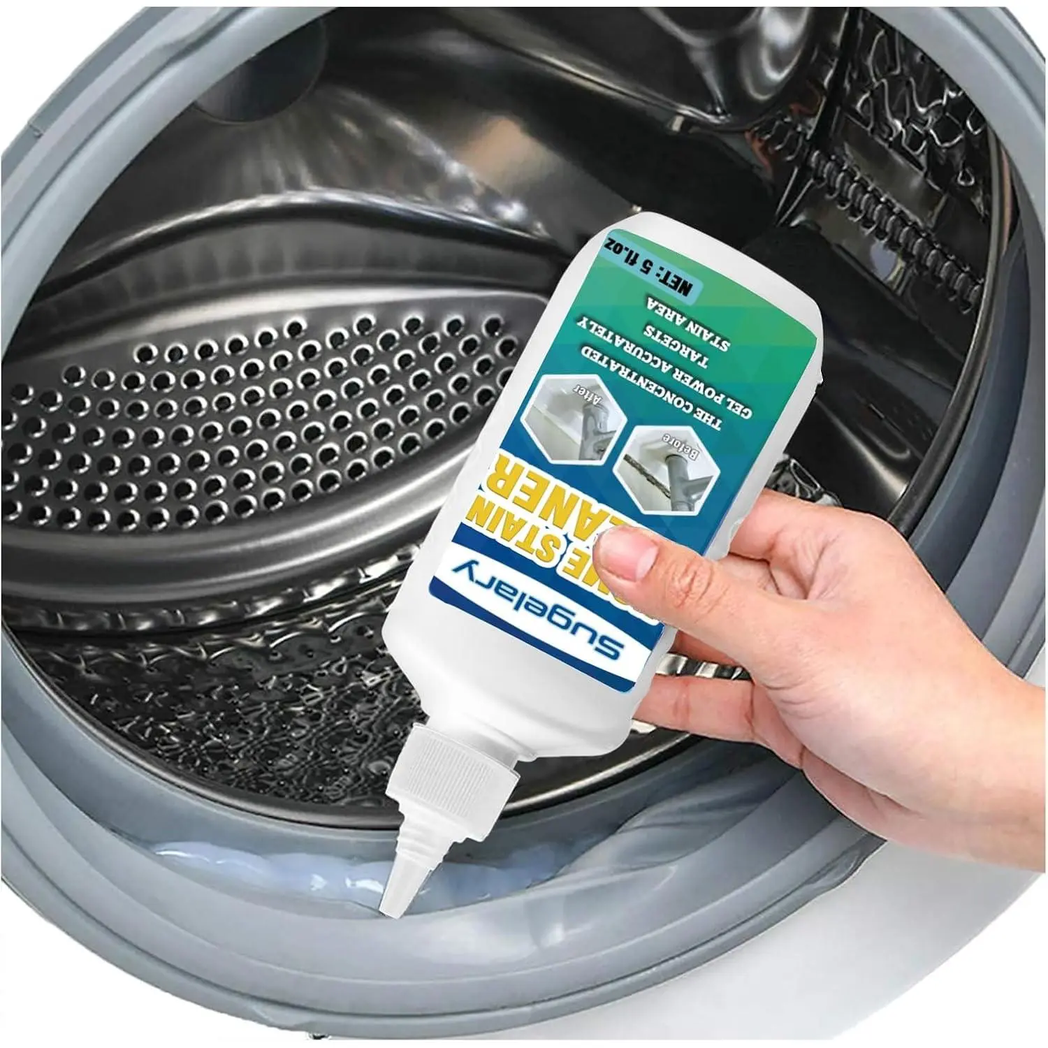 Mold Stain Cleaner, 5 fl oz Mold Stain Cleaner Gel for Washing Machine,  Stain Cleaning Gel for Fridge, Tile, Grout, Sink and Bathroom Use