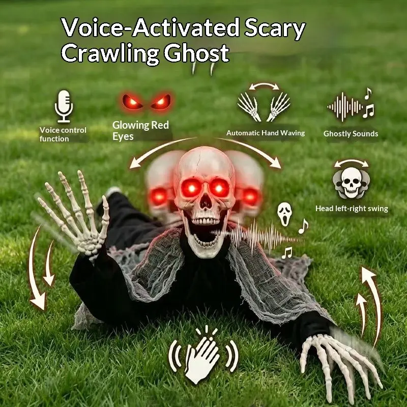 1pc Halloween crouching skull ornament, party scene decoration props, outdoor courtyard Spooky horror atmosphere crouching skull decoration simulation props