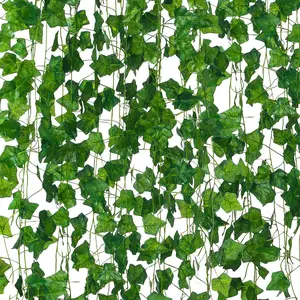 12 Pack Artificial Ivy Garland, 93.6 Ft  Vines   for Room Decor, 81 Leaves Aesthetic Faux Greenery Garland Vines with Strengthened Joint  Leaves Falling Off for Wall Decor