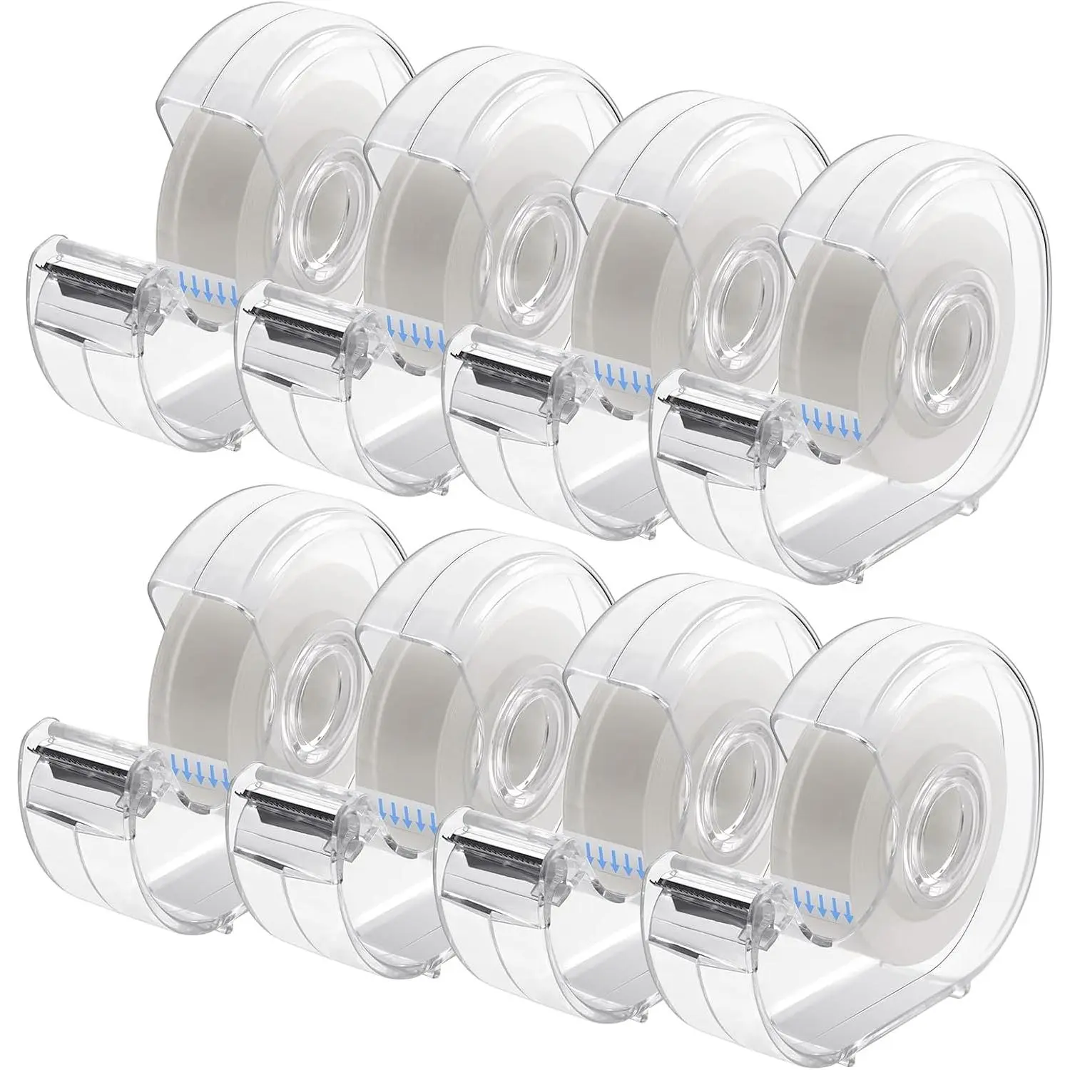 Transparent Tape with Dispenser and Refills,Clear Tape for ,School and Office Supplies,0.7x1000 Inch, 8 Pack