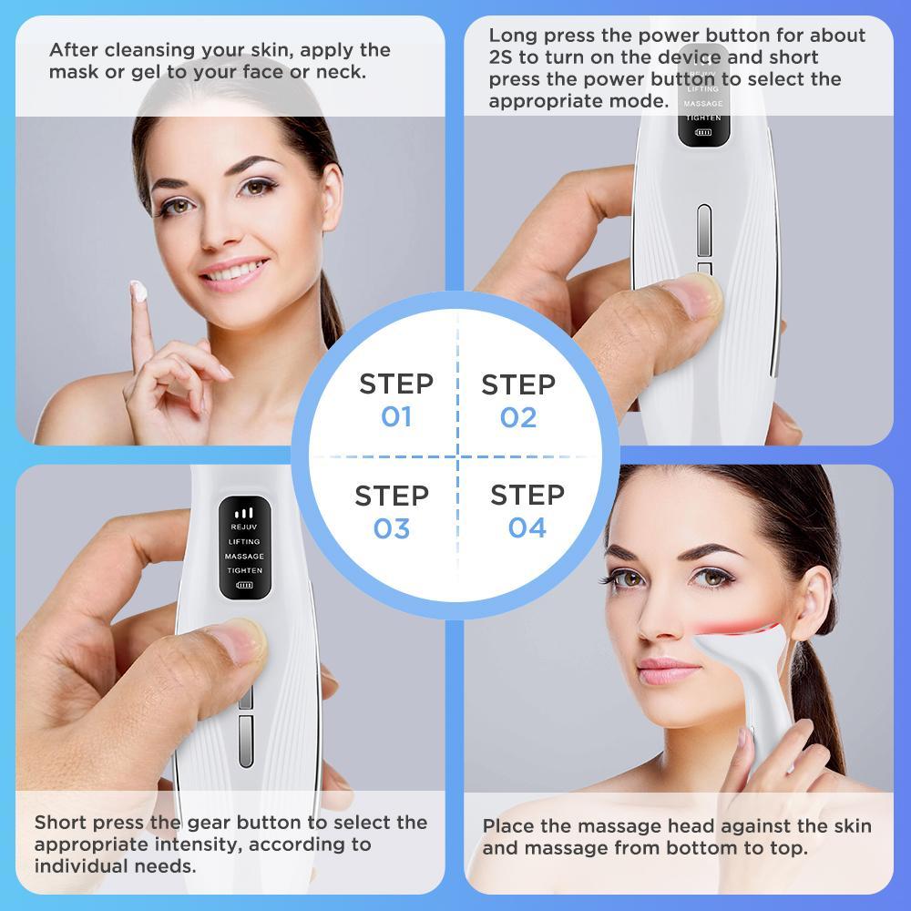 3 Colors Light Facial & Neck Massager, 4 Modes Adjustable Facial & Neck Massage Tool, Professional Skin Care Tool for Women