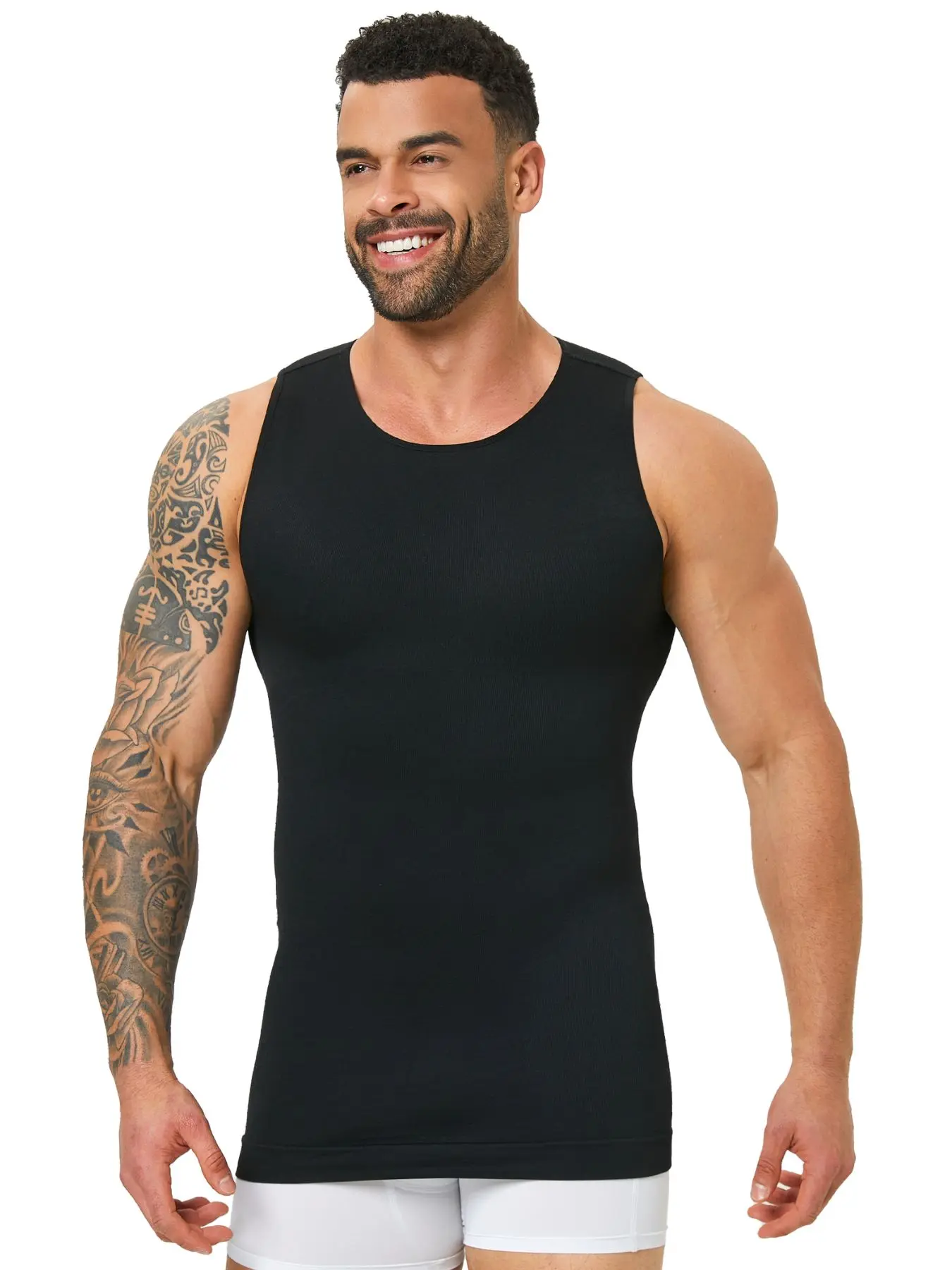 Seamless Gynecomastia Compression Shirts for Men,Sleeveless Slimming Undershirts Tummy Control And Body Shaper Tank Top,Men's Shapewear To Tighten Loose Skin And Back Support,GYM Workout Tops,Sleeveless Workout Vest, Sleeveless Sports Vests