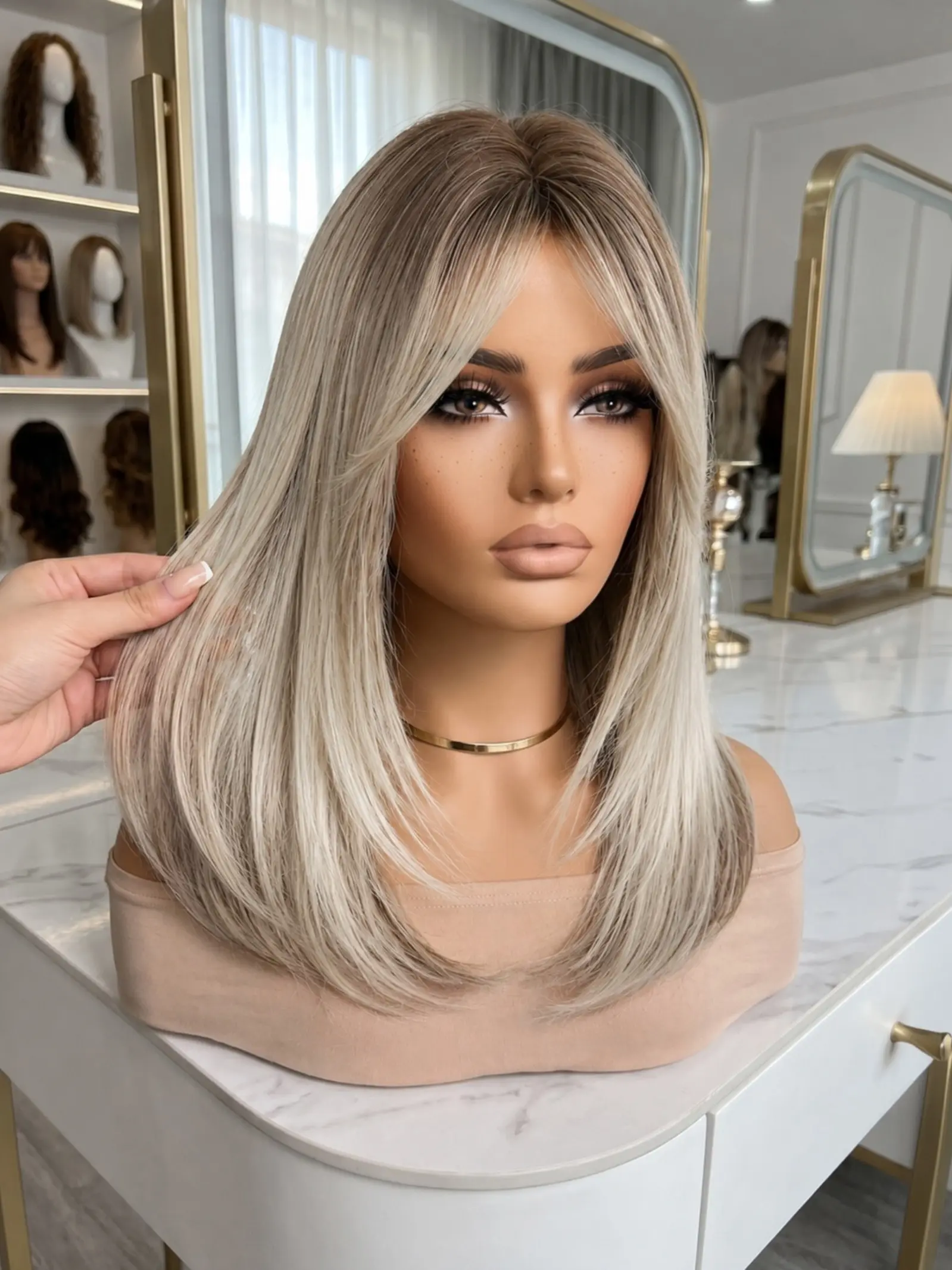 16-Inch Full Head Straight Synthetic Wig for Women, Natural Look, All Seasons, Versatile Daily Wear