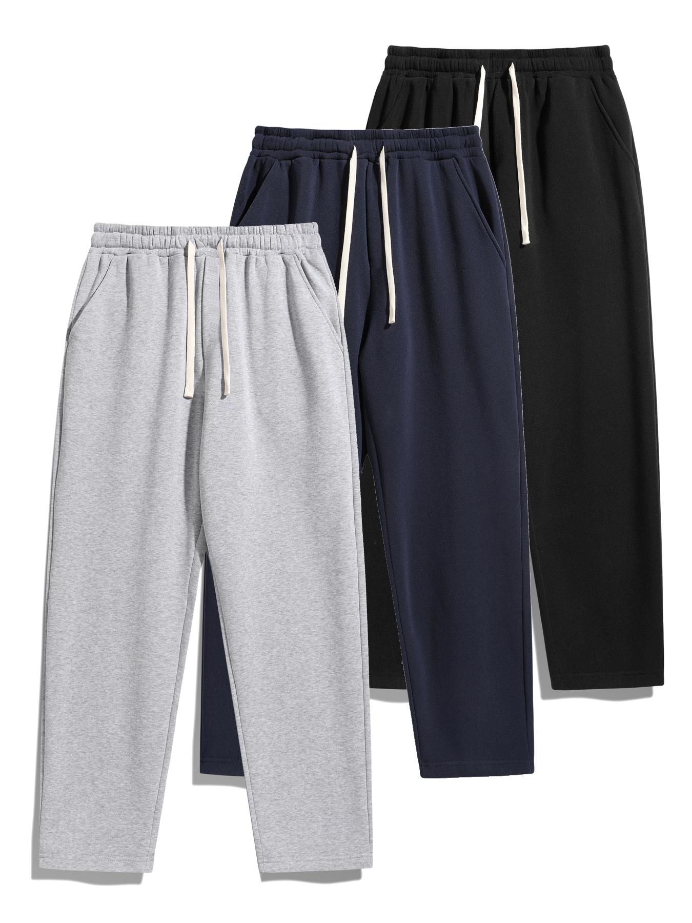 Men's Thermal Lined Pants with Drawstring Waist, Cozy Relaxed Fit Loose Sweatpants Fabric for Fall & Winter, Men's Bottoms, Menswear