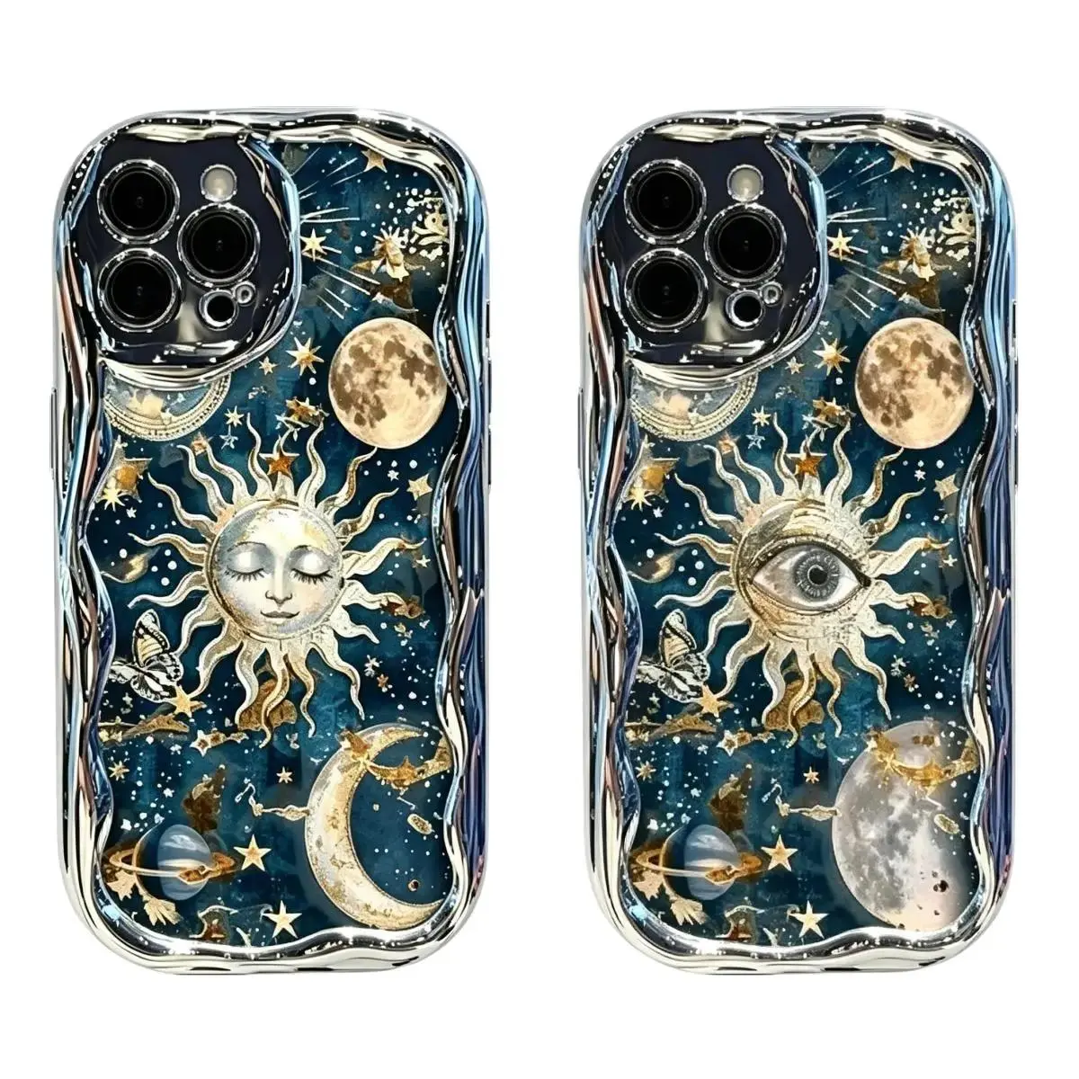 Celestial Sun and Moon themed phone case   for iPhone 17, 16, 15, 14, 13, 12, 11 Pro Air Plus ProMax and Samsung S26-S22 Plus shock-absorbing phone cases, fashionable gift.