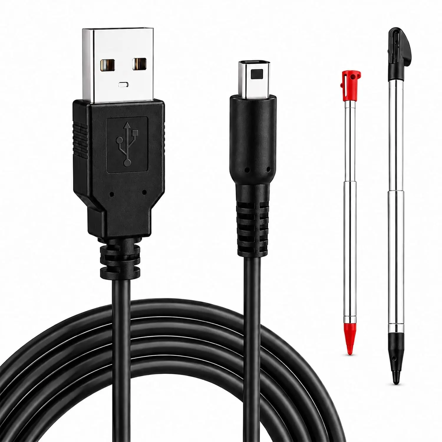 3DS Charger, 3DS USB Charger  for  3DS,  3DS XL,  3DS, 3DS XL, 2DS,  2DS XL, DSi XL, DSi, 4 FT  Cord with 2 Retractable Stylus Pens