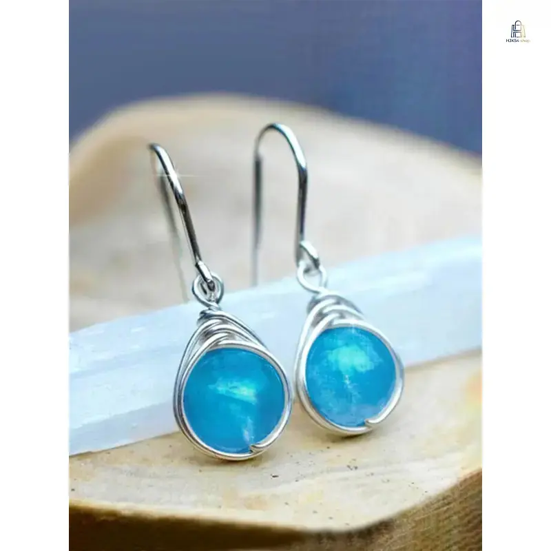 Women's Teardrop Gemstone Dangle Earrings - Viral Vintage Statement Jewelry with Copper Base, Elegant All-Match Accessory for Daily Styling, Party Wear & Thoughtful Birthday Gifting