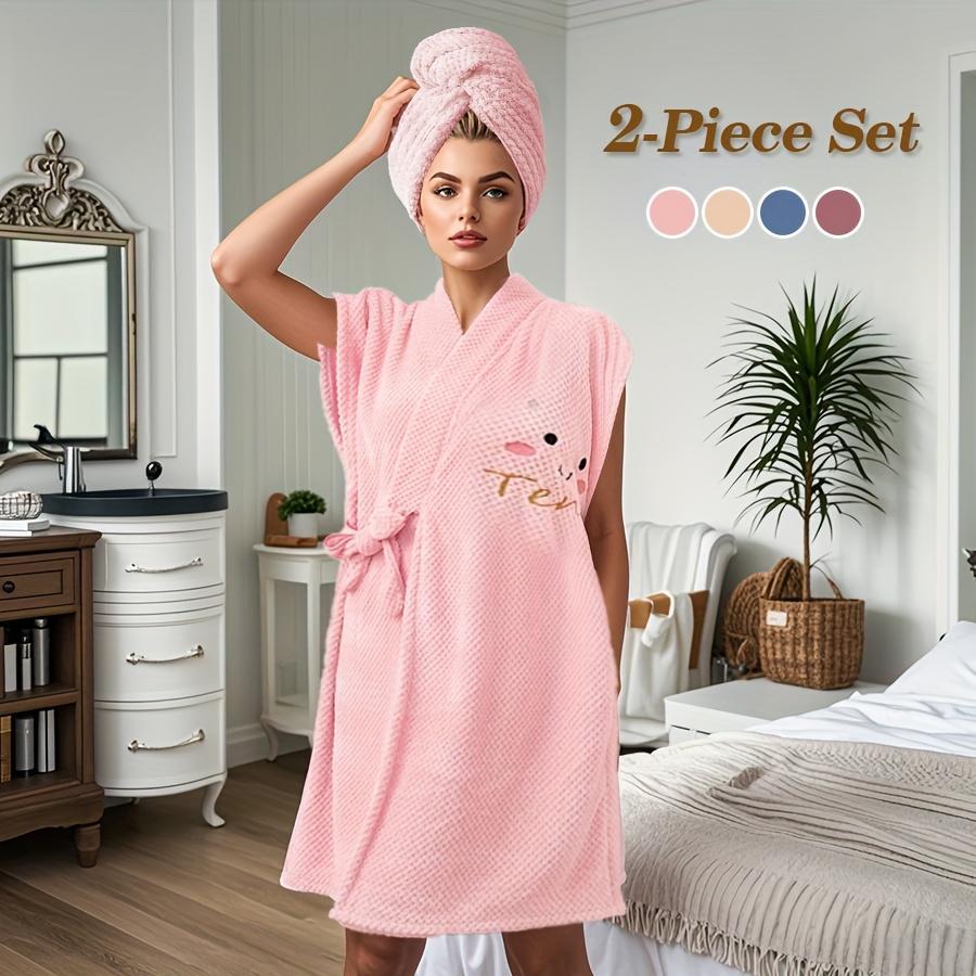Wearable Bath Towel, 1 Count Soft Absorbent Bathrobe with Pocket, Bathrobe for Women, Bathroom Supplies for Home Hotel Salon