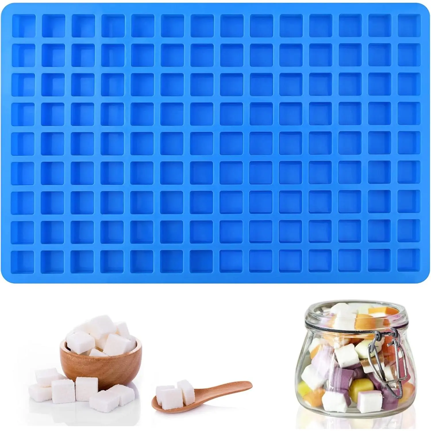 126 Cavities Square Candy Silicone Molds, Mini Silicone Molds for Chocolate, Hard Candy, Ice Cubes, Caramel