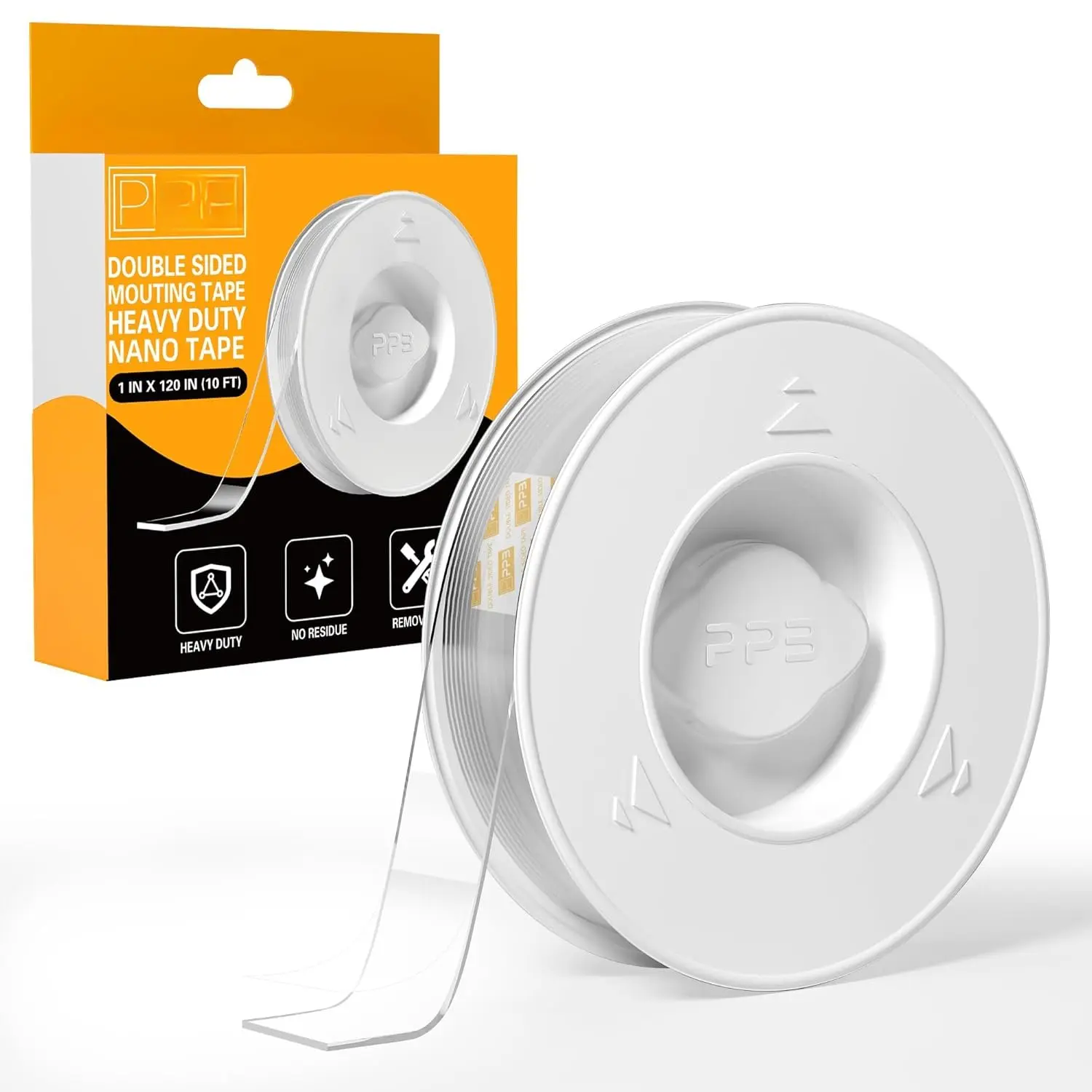 Double Sided Mounting Tape, Clear Heavy Duty Nano Adhesive Tape with Protective Case, Removable  Wall Tape for , Office, , Glass, Tile, Smooth Surfaces, 1 in x 10FT