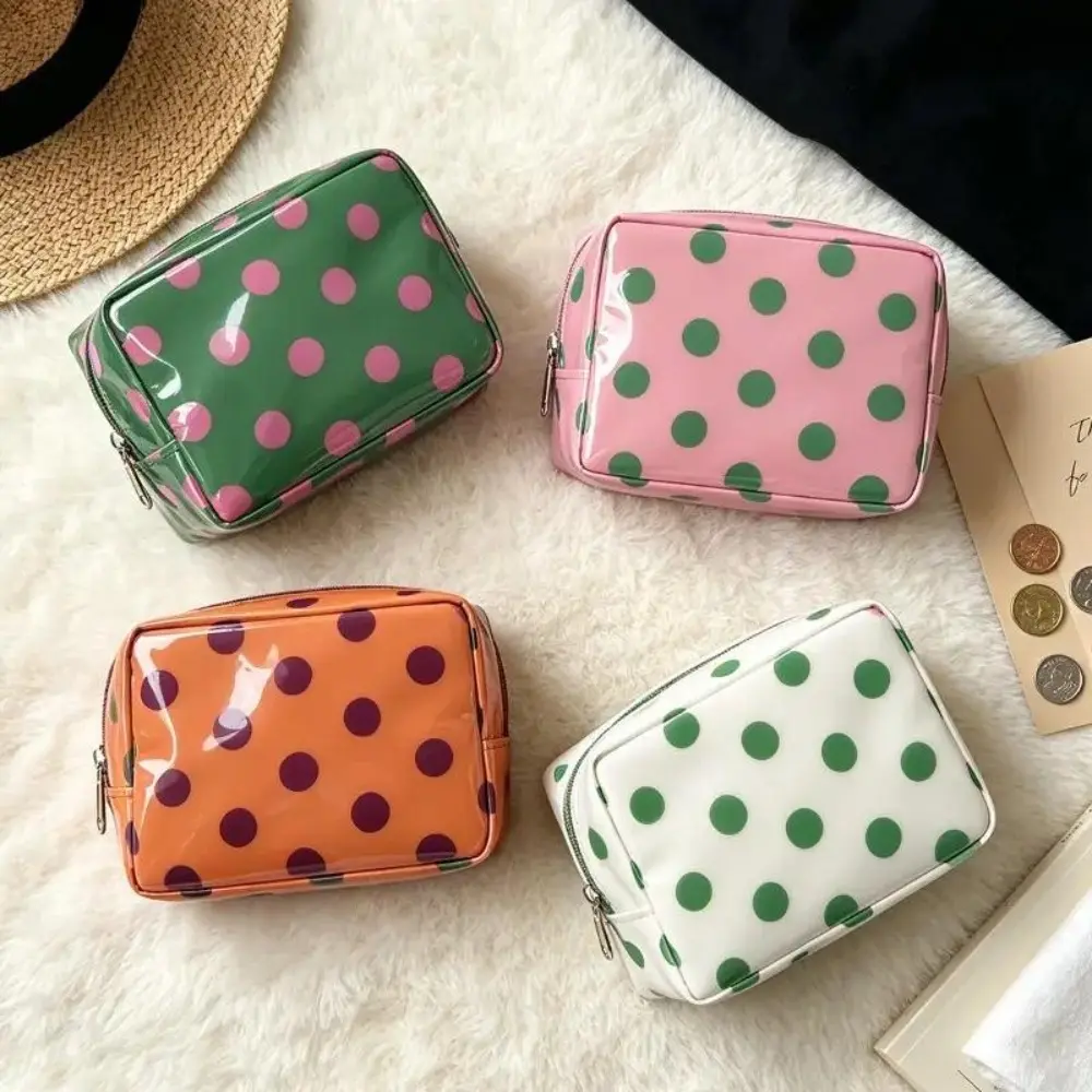 Women's Cute Polka Dot Coin Purse - Glossy Waterproof PVC, Portable, Sanitary Storage for Sports, Outdoor Activities, Cute Coin Purse
