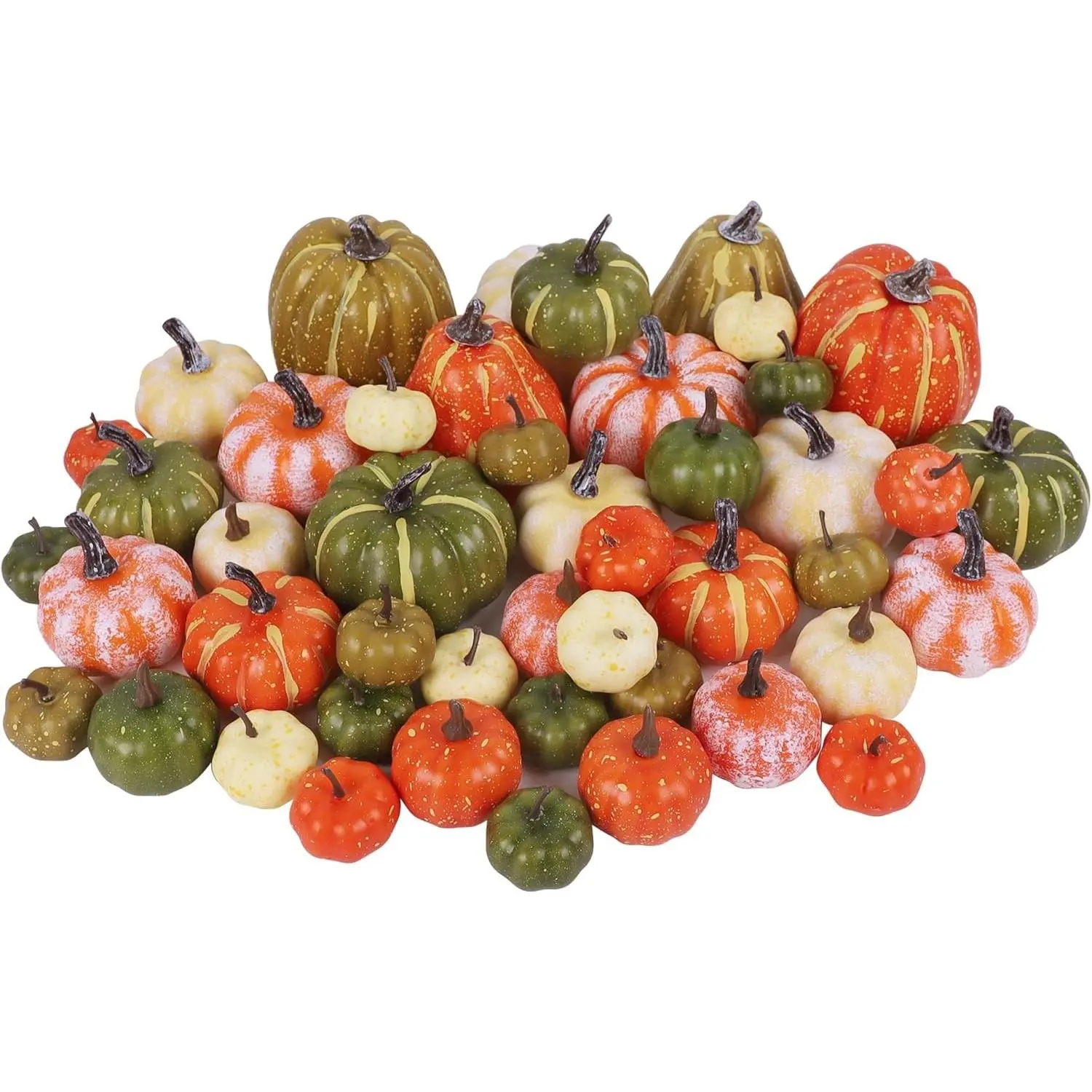 46 Pcs Artificial Pumpkins for Decorating Fall Decorations | Assorted Size, Mixed-color Foam Pumpkin for Home, Thanksgiving Table Centerpiece, Wedding Party Decor