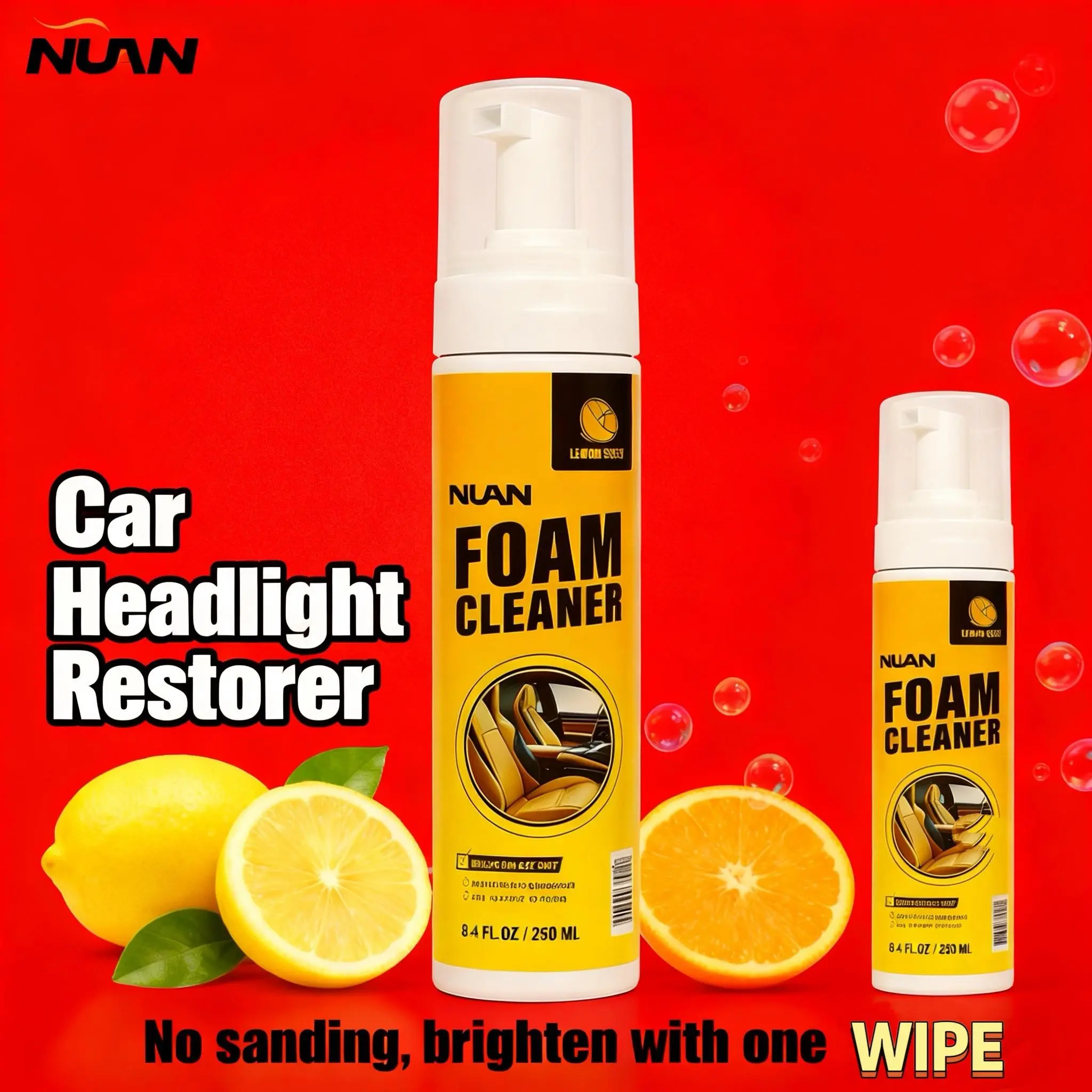 NUAN multi-purpose cleaning spray foam cleaner all purpose NUAN Car Interior Foam Cleaner – Leather, Headliner & Plastic Surfaces with Cleaner