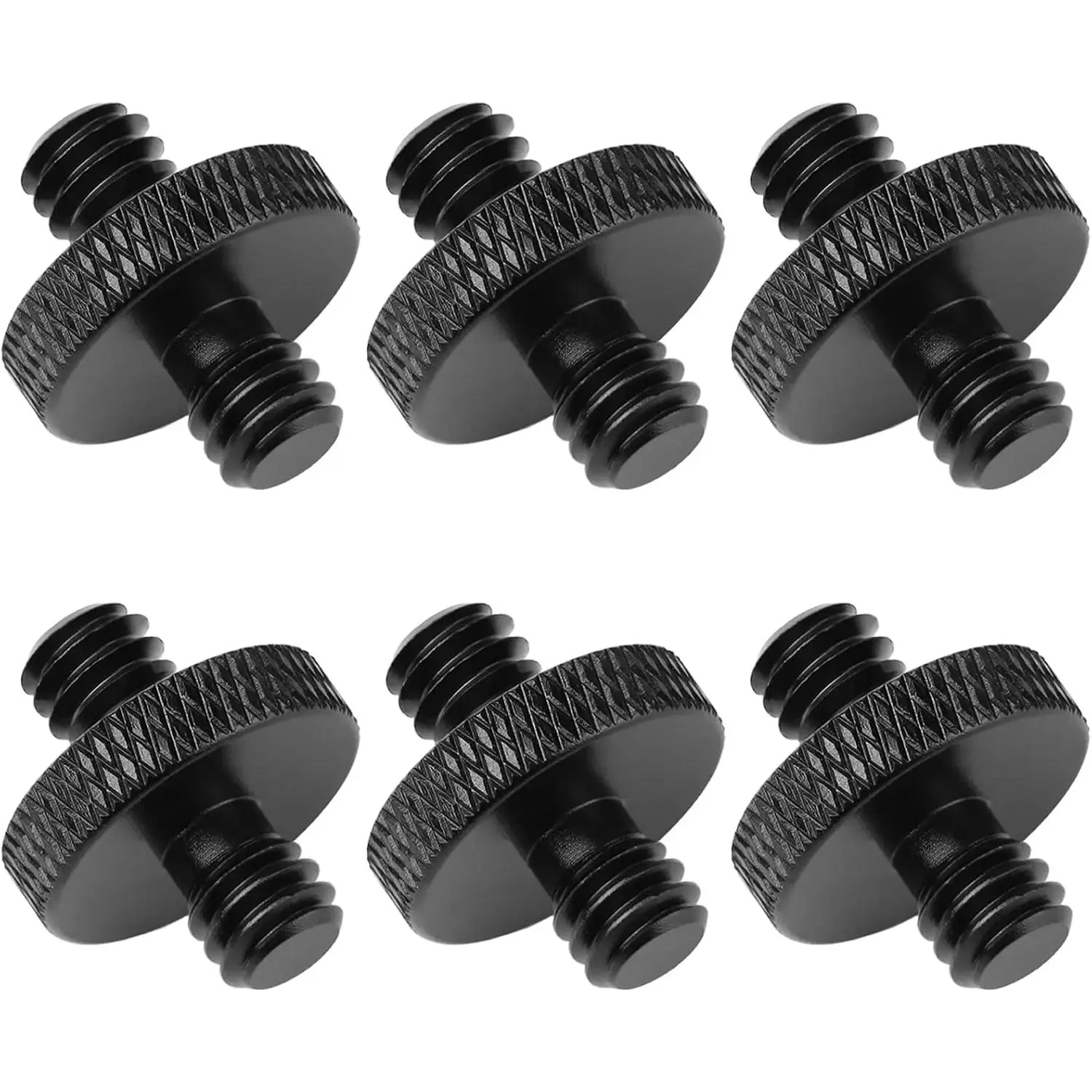 6 Pack 1/4" Male to 1/4" Male Threaded Tripod Screw Adapter Double Sided Standard Mounting Thread Converter for Camera Cage Mount