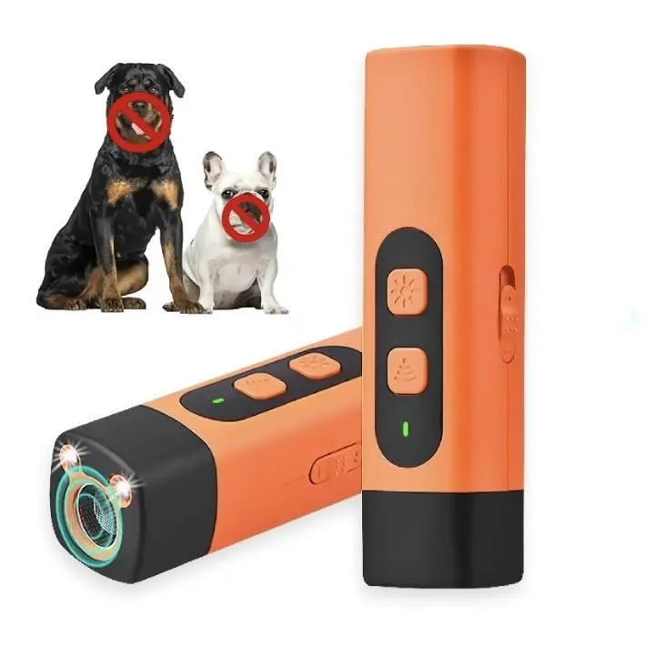 Ultrasonic Dog Barking Deterrent Training Tool - USB-Rechargeable, Dual Emitters, Flashlight, Portable Grip, Kit Included for Indoor & Outdoor Dog Behavior Control