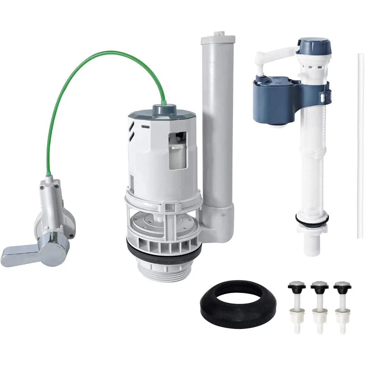 2-Inch Toilet Tank Replacement Kit for Lever-Handle 2-Piece Toilets - Includes Water-Saving Dual Flush Valve Replacement with Integrated Handle, Adjustable Fill Valve & Rubber Gasket