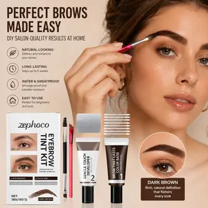 Zephoco Eyebrow Dye Kit, Long-Lasting Waterproof and Sweatproof Eyebrow Dye Set, Daily Natural Touch-Up Eyebrow Tint, Smooth and Easy-to-Fill Eyebrow Cream, Professional Makeup Kit