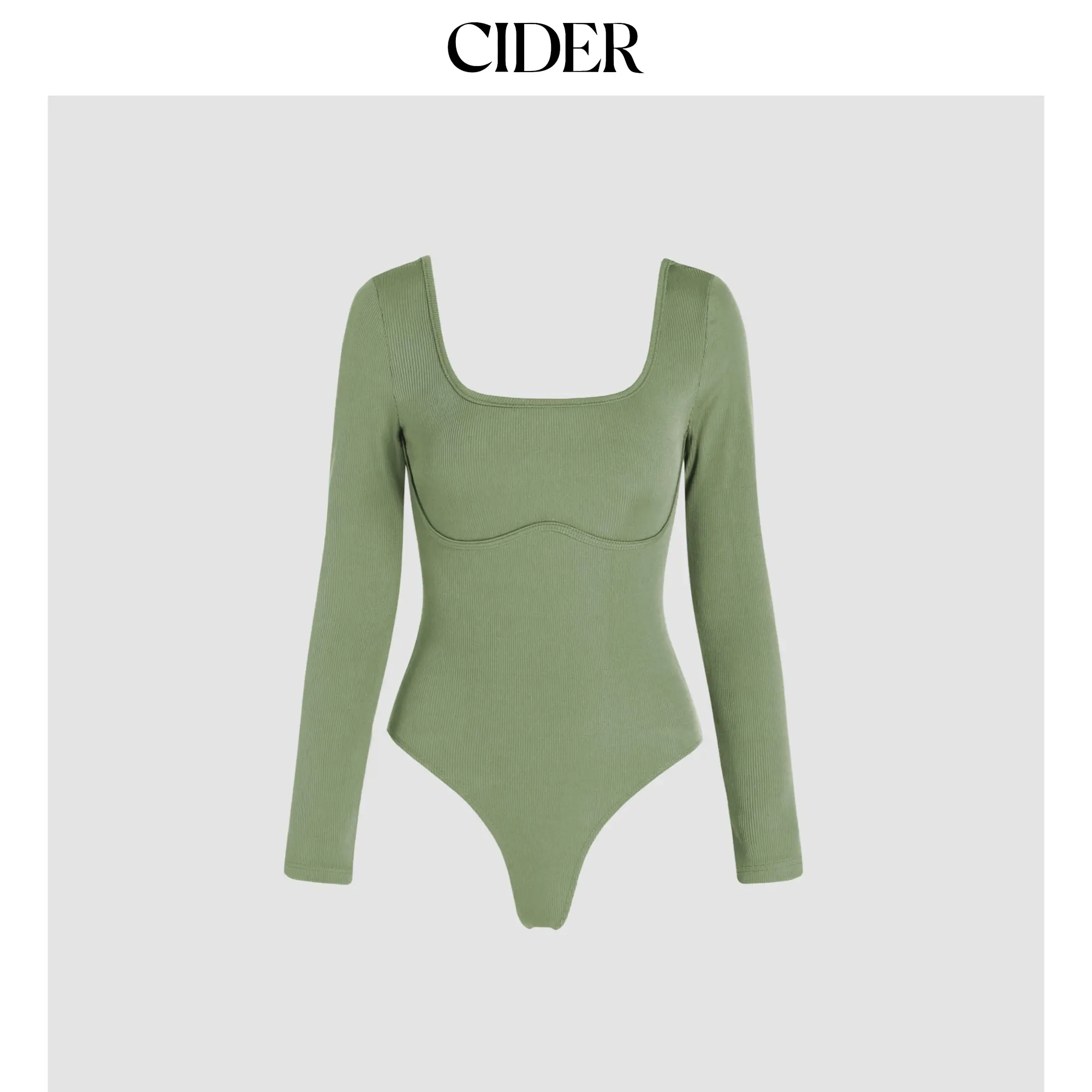 Cider [3 colors, size 2-10] U-neckline Long Sleeve Bodysuit SummerWins SummerFinds