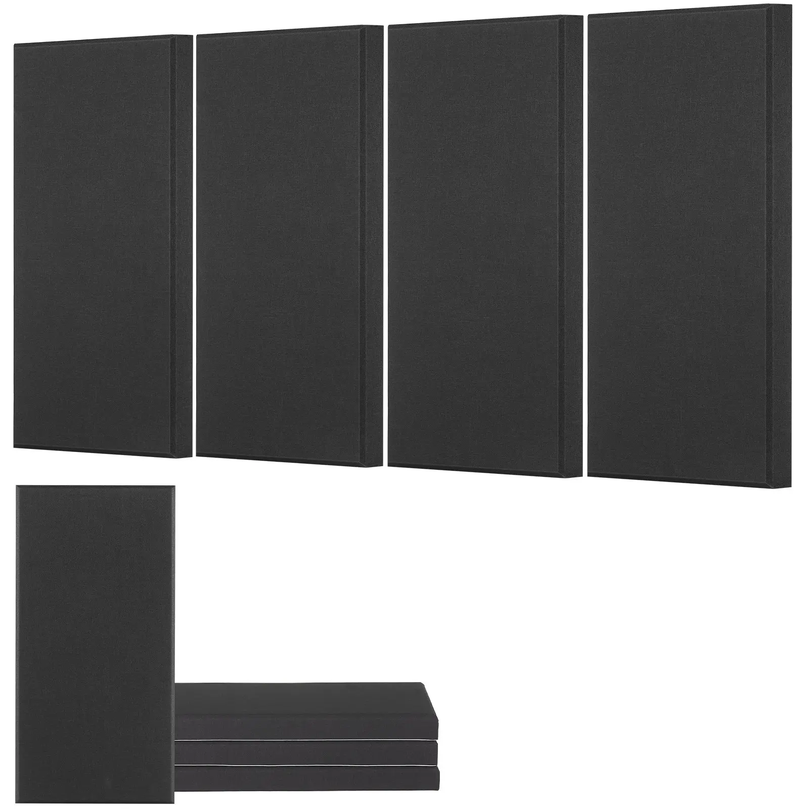 VEVOR 4 PCS Fiberglass Acoustic Panels, 2 inch Thick 23.6x11.8 inch Fiber Glass Sound Absorbent Self-Adhesive Wall Boards, for Studios, Meeting Rooms, Home Use, Black