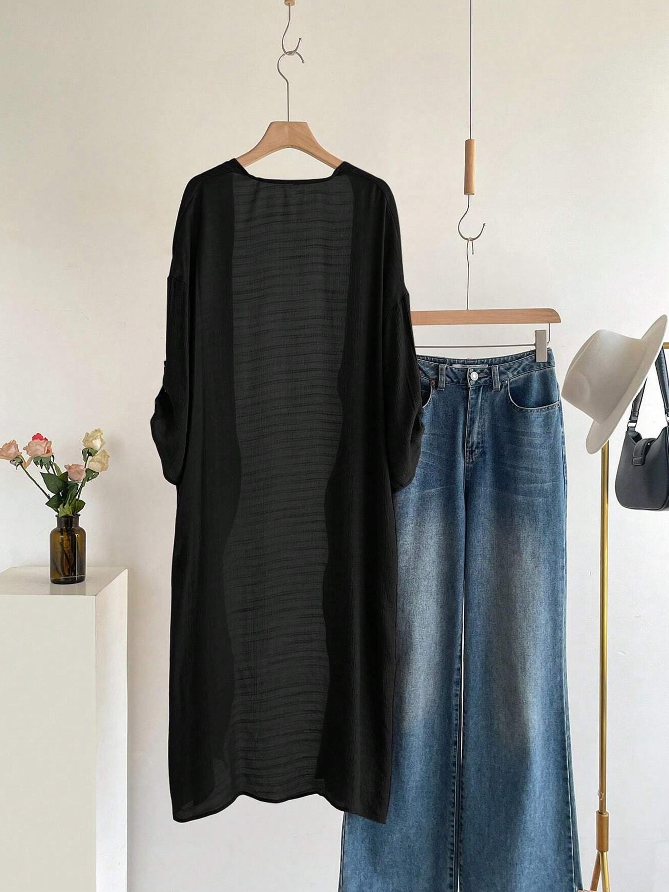 Lightweight Textured Long Sleeve Cardigan for Spring Summer Autumn, Versatile Outerwear Jacket for Women, Ideal for Casual Outings