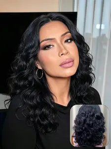 5*5 Bouncy Curly Wig, Human Hair Middle Part Lace Closure Wigs Natural Hairline, Pre Cut Wear and Go Breathable Wig Cap for Women Daily Wear 22 Inch