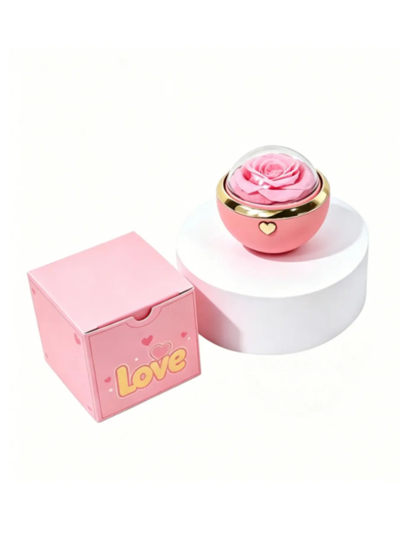 Circular Rotating Surprise Artificial Rose Jewelry Box, Valentine's Day Gift Jewelry Packaging, Round Rotation Surprise Accessory Box
