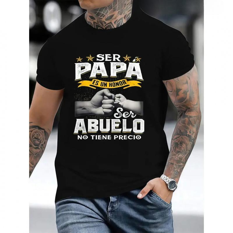 Funny Grandpa Shirt, Gift For Grandfather, Ser Papa Es Un Honor Ser Abuelo No Tiene Precio Spanish T-Shirt Menswear Casual Cotton Top Classic Fabric