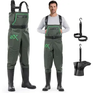 MarshPro Fishing Waders for Men,   PVC Chest Waders with Slip-Resistant Boots