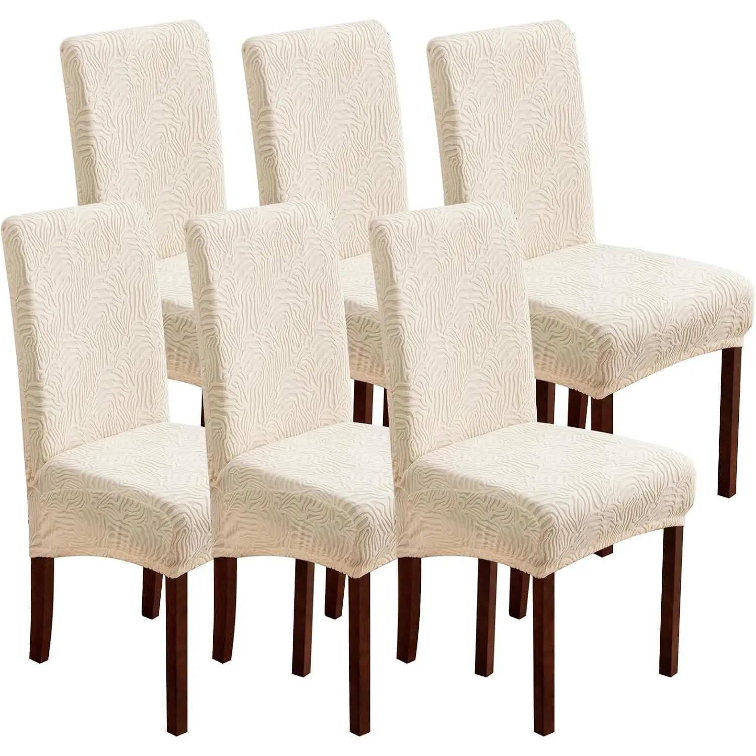 Dining Chair Covers, Chair Covers for Dining Room Stretch Parsons Chair Slipcover, for Dining Room Kitchen Chair Protector Cover, Removable, Washable (Beige, 6 Pack)