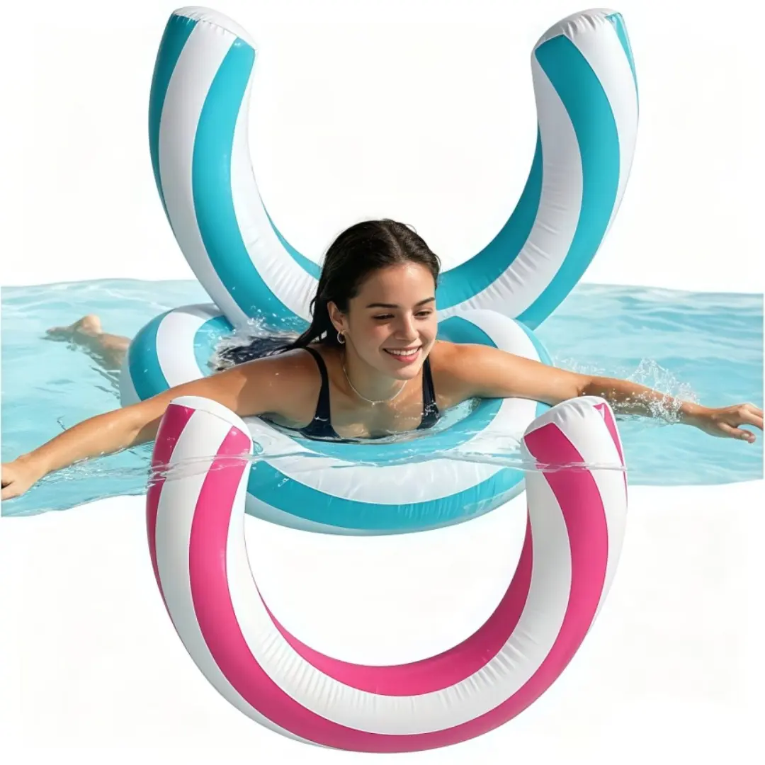 2 pcs Inflatable Curved Swimming Pool Noodles Adult Inflatable Pool Float Noodles Swimming Travel Blue Striped Pool Floats Pool Floaties Pool Floater