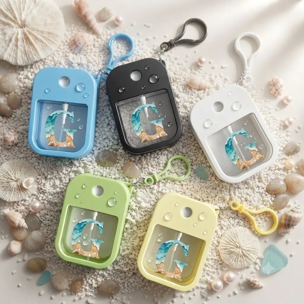 38ML Letter Design Spray Bottle, Small Bottle, Rotating Clip Travel Portable Dispenser, Alcohol Disinfectant, 6 Colors Available